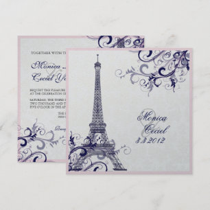 PixDezines eiffeltornet/paris/METALLISK SILVER Inbjudningar