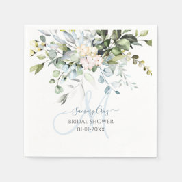 PixDezines Elegant Blue Gum Eucalyptus Monogram Pappersservett