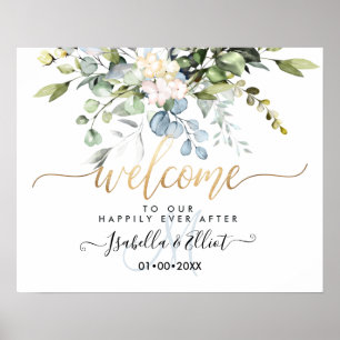 PixDezines Elegant Blue Gum Eucalyptus Välkommen Poster