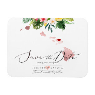 PixDezines Elegant Hawaii-karta Spara datum Magnet