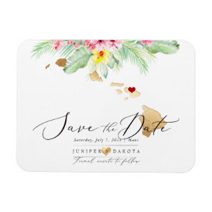 PixDezines Elegant Hawaiian DIY Karta Spara datum Magnet