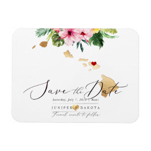 PixDezines Elegant Hawaiian DIY Karta Spara datum Magnet