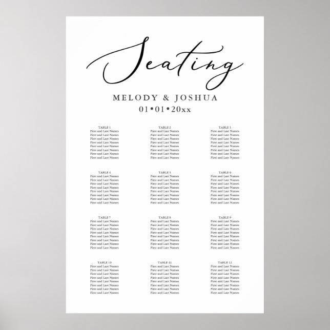 PixDezines Elegant Kalligrafi, Bordsplacering Poster (Framsidan)
