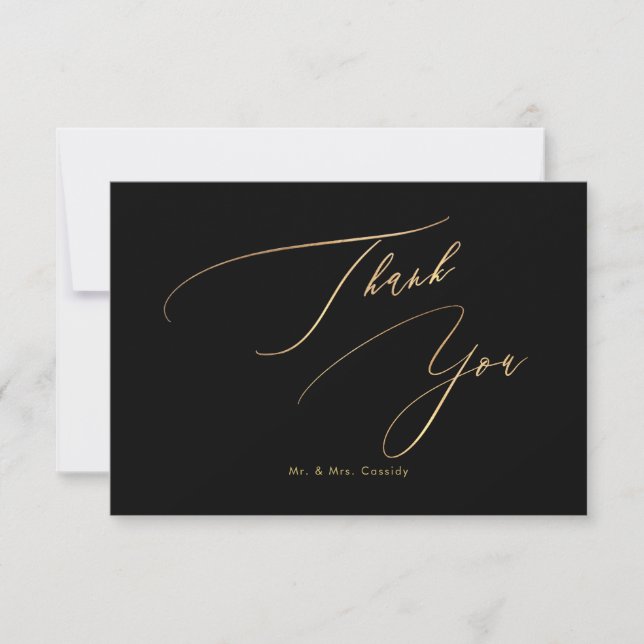 PixDezines Elegant Luxe Calligraphy Faux Guld Tack Kort (Framsida)