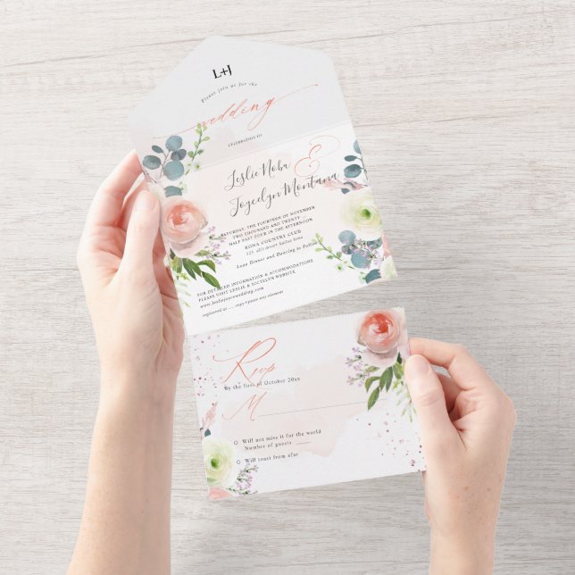 PixDezines Elegant  Peonies alla i ett invita (Avrivbar del)