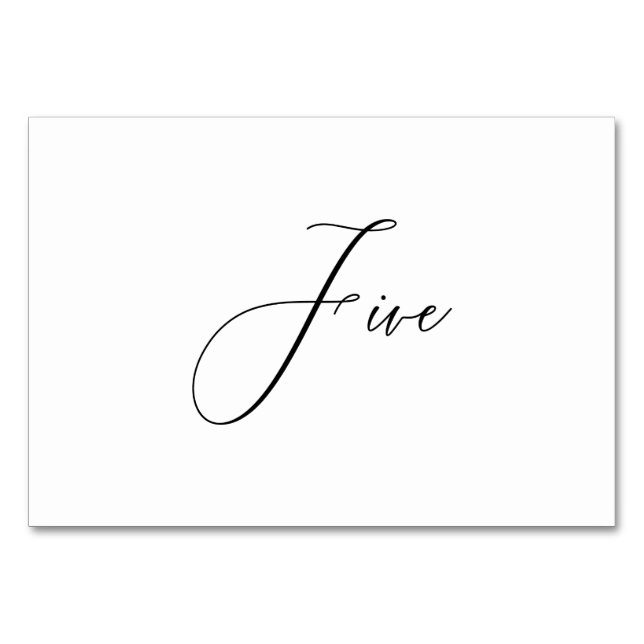 PixDezines Elegant Romantisk Kalligrafi Fem 5 Bordsnummer (Framsidan)