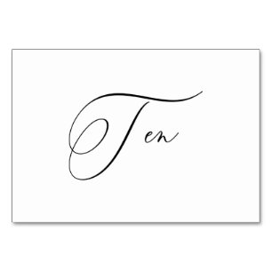 PixDezines Elegant Romantisk Kalligrafi Tio 10 Bordsnummer