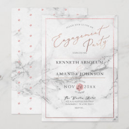 PixDezines Elegant Script, Marble+Faux Ro Guld Inbjudningar