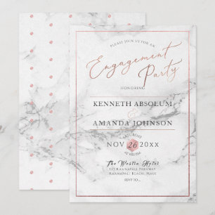 PixDezines Elegant Script, Marmor+Falskt Roséguld Inbjudningar