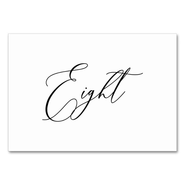 PixDezines Eleganta Romantiska Kalligrafi Åtta 8 Bordsnummer (Framsidan)