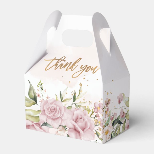 PixDezines Eleganta Vattenfärg Dammrosa Rosor Presentaskar (Baksidan Sidan)