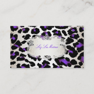 PixDezines elektriska lila leopard/champagne Visitkort