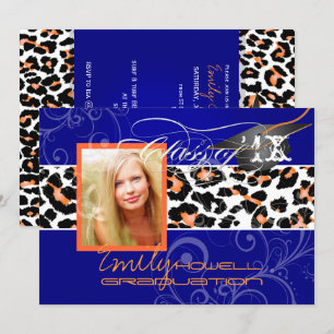 PixDezines Examen Orange Leopard/DIY färg Inbjudningar