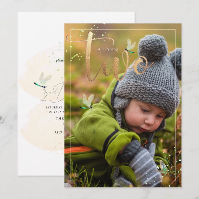 PixDezines Exploring Nature, Dragonflies 2:a Inbjudningar (Fram/baksida)