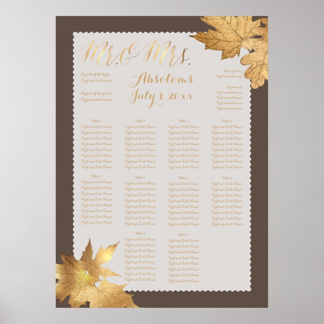 PixDezines Fall Foliage/Faux Guld/Sittdiagram Poster (Framsidan)