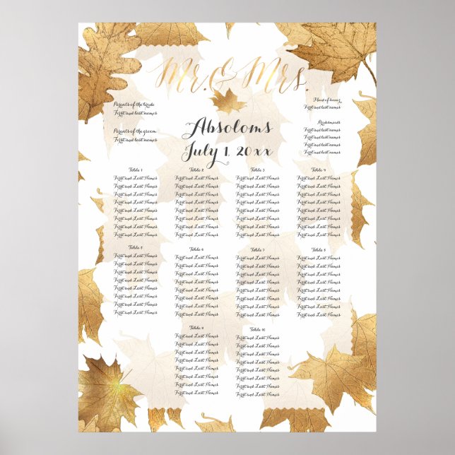PixDezines Fall Foliage/Faux Guld/Sittdiagram Poster (Framsidan)