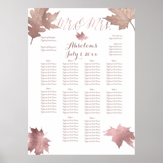 PixDezines Fall Foliage/Faux RosGold/Seating Char Poster (Framsidan)