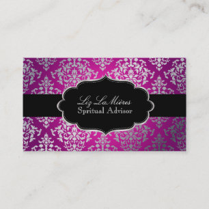 PixDezines Fals silver Josephine Damask/DIY färg Visitkort