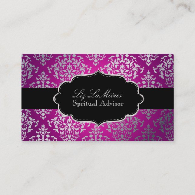PixDezines Fals silver Josephine Damask/DIY färg Visitkort (Framsida)