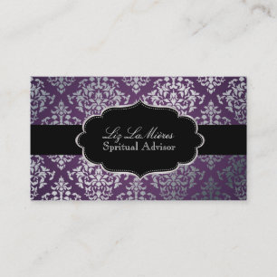 PixDezines Fals silver Josephine Damask/DIY färg Visitkort