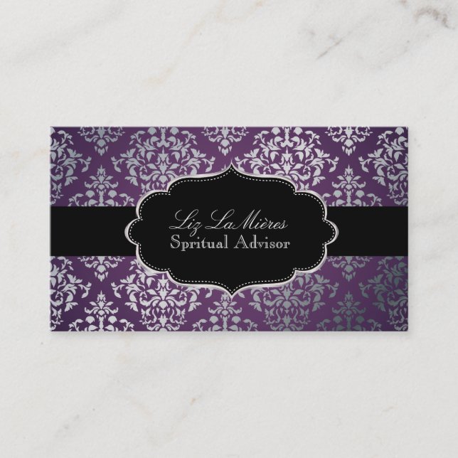 PixDezines Fals silver Josephine Damask/DIY färg Visitkort (Framsida)