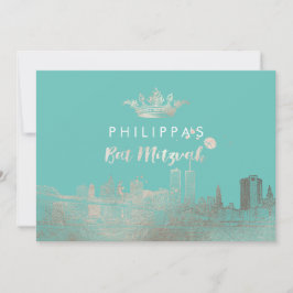 PixDezines Fals silver NYC/Mitzvah/Gör-det-själv-f Inbjudningar