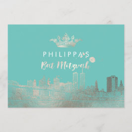 PixDezines Fals silver NYC/Mitzvah/Gör-det-själv-f Inbjudningar