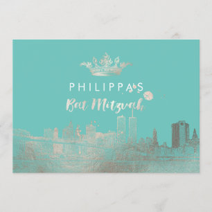 PixDezines Fals silver NYC/Mitzvah/Gör-det-själv-f Inbjudningar