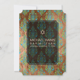 PixDezines falsfolie/Tunis damask bar mitzvah Inbjudningar
