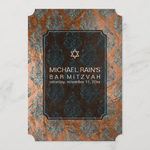 PixDezines falsfolie/tunis damask bar mitzvah Inbjudningar