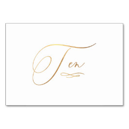 PixDezines Falsk Guld Romantisk Kalligrafi Tio 10 Bordsnummer