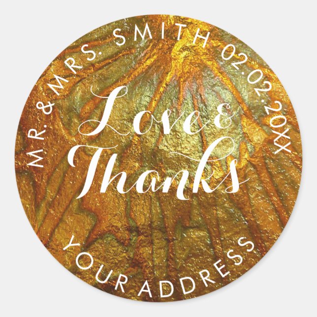 PixDezines FALSK METALLISK GULD Runt Klistermärke (Framsida)