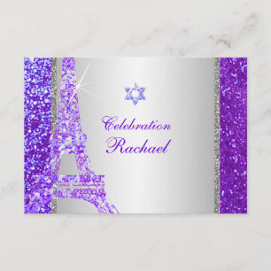 PixDezines falska glitter Eiffel Bar/Bat Mitzvah-f Inbjudningar