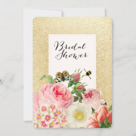 PixDezines falska guldfläckar/rosor/bridal shower Inbjudningar