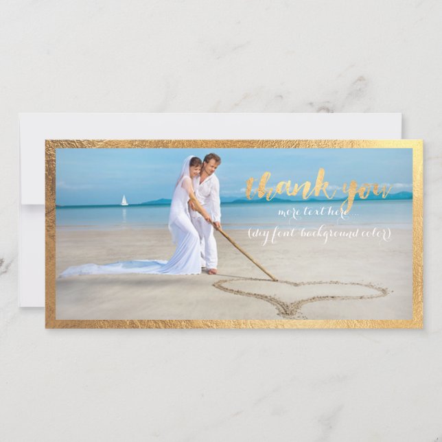 PixDezines falska guldram/tack bröllopsfoto Tack Kort (Framsida)