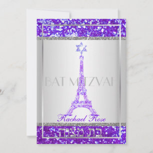 PixDezines falskt glitter eiffeltorn/Bat Mitzvah Inbjudningar