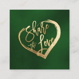 PixDezines Falskt Guld Dela Kärlek Evergreen Fyrkantigt Visitkort