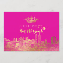 PixDezines Falskt Guld NYC/Mitzvah/GörDetSjälv-fär Inbjudningar