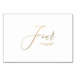 PixDezines Falskt Guld Romantisk Kalligrafi Fyra 4 Bordsnummer