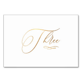 PixDezines Falskt Guld Romantisk Kalligrafi Tre 3 Bordsnummer