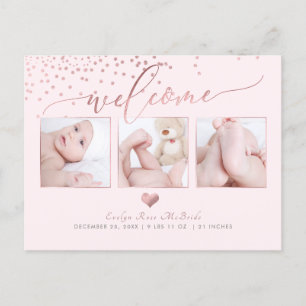 PixDezines Falskt Rosa Guld Konfetti/Födelse Medde Meddelande Vykort