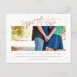 PixDezines Falskt Roséguld Modern Borstskrift Meddelande Vykort