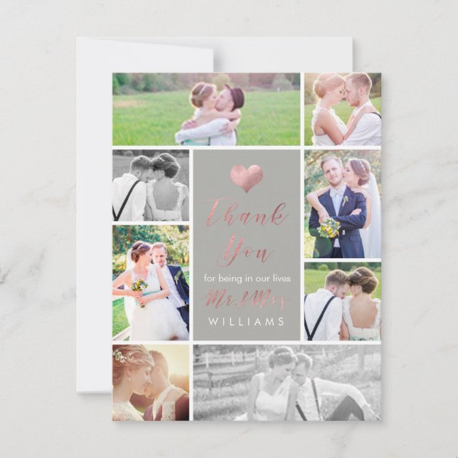 PixDezines Falskt RosenGuld Hjärtligt Tack (Framsida)