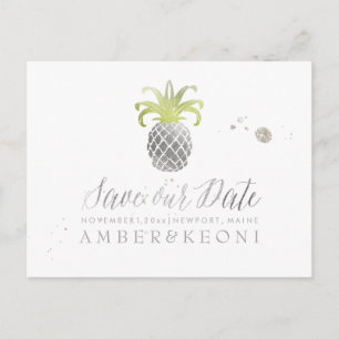 PixDezines Falskt Silver/Ananas/Spara vår dejt Meddelande Vykort