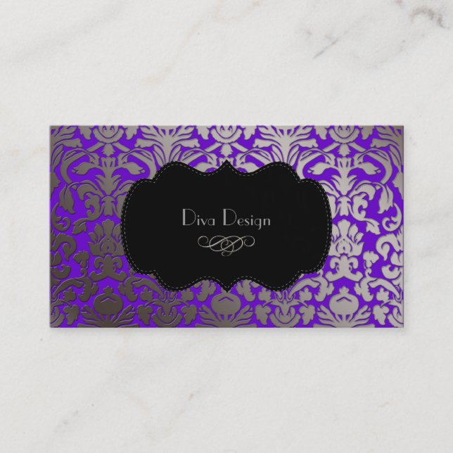 PixDezines falskt silver flora damask/diy-färg Visitkort (Framsida)