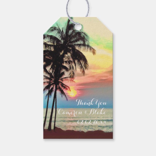 PixDezines fantasin hawaii/solnedgång/strand Presentetikett (Framsidan)