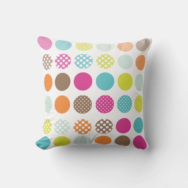 PixDezines-färg för polka dots/dyy-bakgrund Kudde (Framsida)