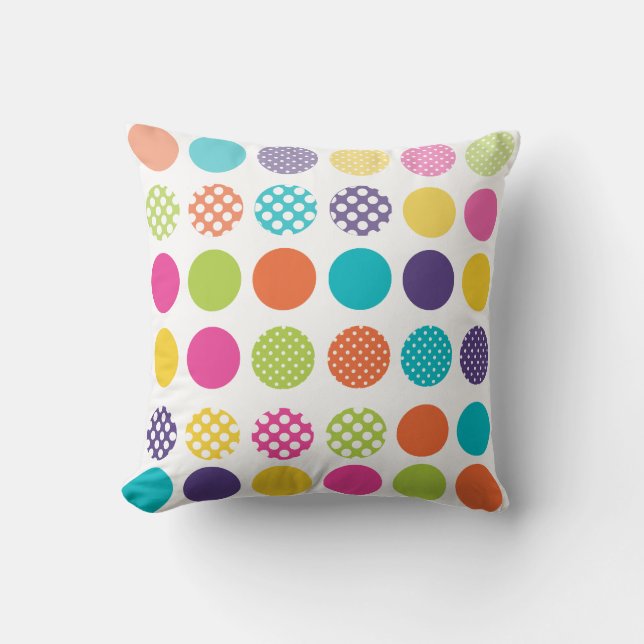PixDezines-färgerna för polka dots/bly-bakgrund Kudde (Framsida)