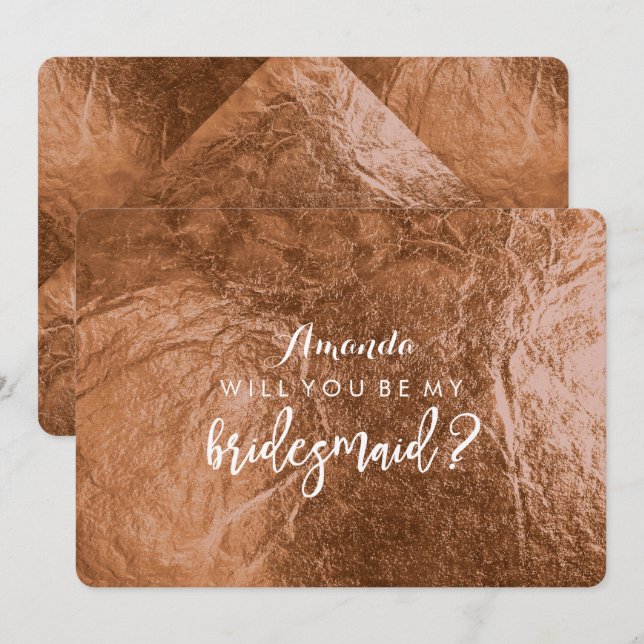 PixDezines Faux Copper kommer att bli..Bridesmaid Inbjudningar (Fram/baksida)