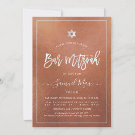 PixDezines Faux Copper+Platinum Bat mitzvah Inbjudningar